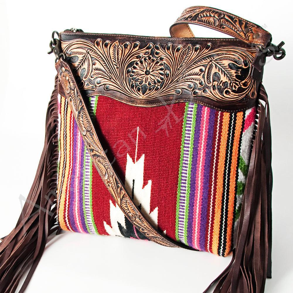 American Darling ADBGZ421 Signature Crossbody Hand Tooled Saddle Blanket Genuine Leather Women Bag Western Handbag Purse