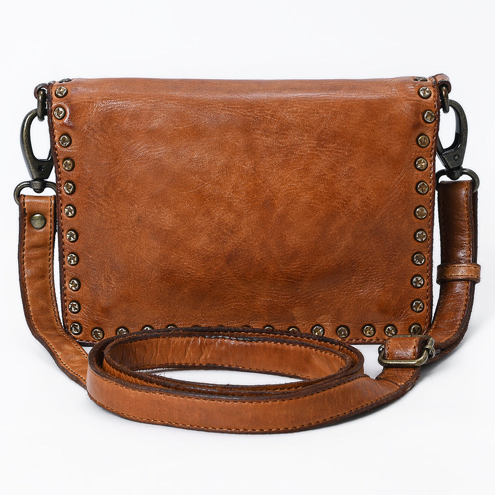 Spaghetti Western Swc193Tan Organiser Vintage Handmade Drum Dyed Genuine European Cowhide Leather Women Bag Western Handbag Purse