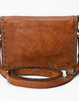 Spaghetti Western Swc193Tan Organiser Vintage Handmade Drum Dyed Genuine European Cowhide Leather Women Bag Western Handbag Purse