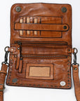 Spaghetti Western Swc193Tan Organiser Vintage Handmade Drum Dyed Genuine European Cowhide Leather Women Bag Western Handbag Purse