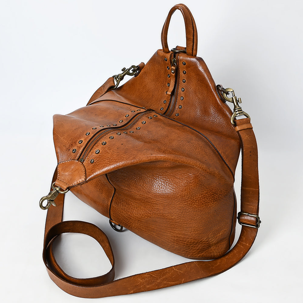 Spaghetti Western Swc194Tan Cross Body I Vintage Handmade Drum Dyed Genuine European Cowhide Leather Women Bag Western Handbag Purse