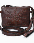 Spaghetti Western Swc196Brn Wallet Vintage Handmade Drum Dyed Genuine European Cowhide Leather Women Bag Western Handbag Purse