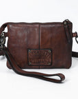 Spaghetti Western Swc196Brn Wallet Vintage Handmade Drum Dyed Genuine European Cowhide Leather Women Bag Western Handbag Purse
