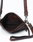 Spaghetti Western Swc196Brn Wallet Vintage Handmade Drum Dyed Genuine European Cowhide Leather Women Bag Western Handbag Purse
