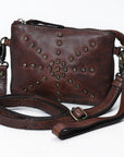 Spaghetti Western Swc196Brn Wallet Vintage Handmade Drum Dyed Genuine European Cowhide Leather Women Bag Western Handbag Purse
