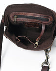 Spaghetti Western Swc199Brn Coin Purse Vintage Handmade Drum Dyed Genuine European Cowhide Leather Women Bag Western Handbag Purse