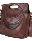 Spaghetti Western Swc173Brn Clutch Vintage Handmade Drum Dyed Genuine European Cowhide Leather Women Bag Western Handbag Purse