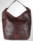 Spaghetti Western Swc176Brn Hobo Vintage Handmade Drum Dyed Genuine European Cowhide Leather Women Bag Western Handbag Purse