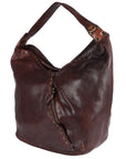 Spaghetti Western Swc176Brn Hobo Vintage Handmade Drum Dyed Genuine European Cowhide Leather Women Bag Western Handbag Purse