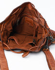 Spaghetti Western Swc177Cg Hobo Vintage Handmade Drum Dyed Genuine European Cowhide Leather Women Bag Western Handbag Purse