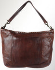 Spaghetti Western Swc183Brn Hobo Vintage Handmade Drum Dyed Genuine European Cowhide Leather Women Bag Western Handbag Purse