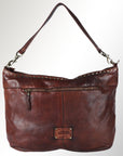 Spaghetti Western Swc183Brn Hobo Vintage Handmade Drum Dyed Genuine European Cowhide Leather Women Bag Western Handbag Purse
