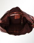 Spaghetti Western Swc183Brn Hobo Vintage Handmade Drum Dyed Genuine European Cowhide Leather Women Bag Western Handbag Purse