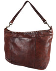 Spaghetti Western Swc183Brn Hobo Vintage Handmade Drum Dyed Genuine European Cowhide Leather Women Bag Western Handbag Purse