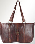 Spaghetti Western Swc186Brn Tote Vintage Handmade Drum Dyed Genuine European Cowhide Leather Women Bag Western Handbag Purse