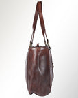 Spaghetti Western Swc186Brn Tote Vintage Handmade Drum Dyed Genuine European Cowhide Leather Women Bag Western Handbag Purse