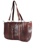 Spaghetti Western Swc186Brn Tote Vintage Handmade Drum Dyed Genuine European Cowhide Leather Women Bag Western Handbag Purse