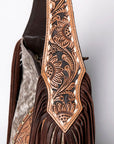 Western Style Leather Hobo Handbag With Hair On Cowhide
