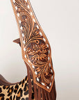 Western Style Leather Hobo Handbag With Hair On Cowhide