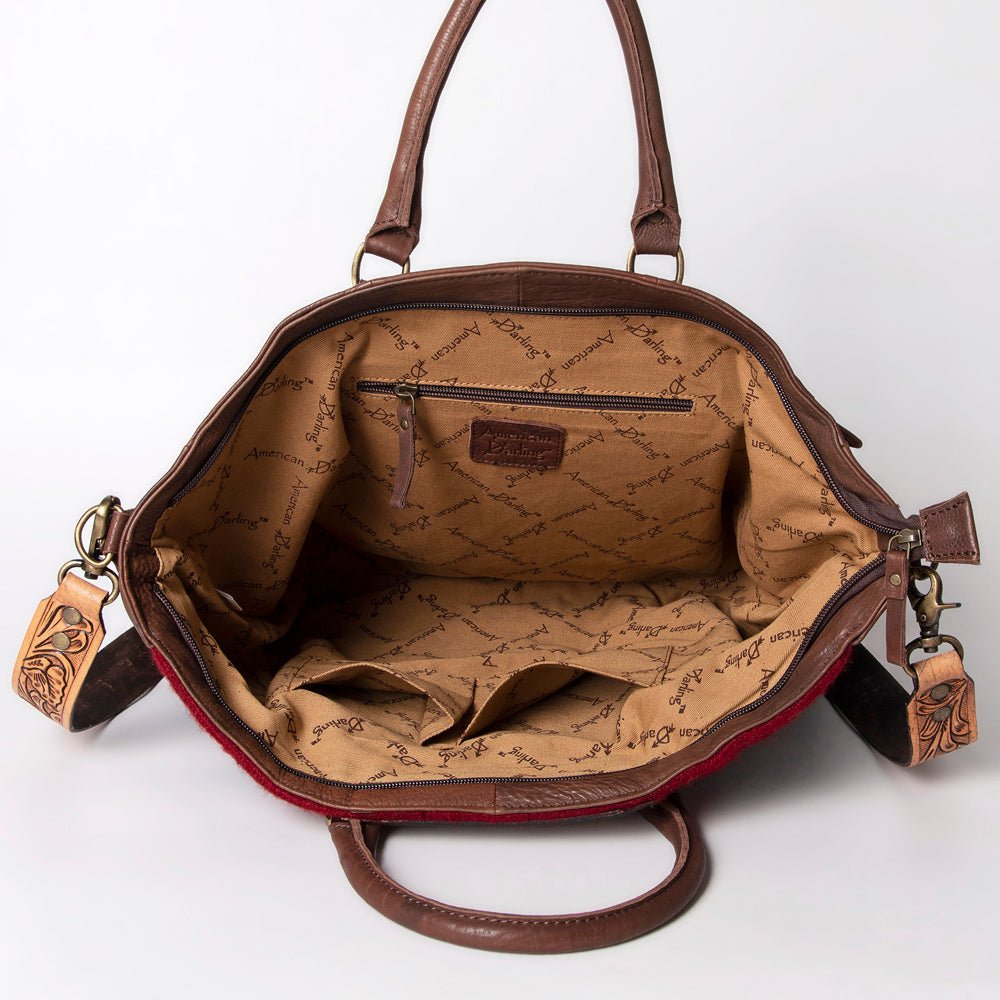 American Darling Briefcase Hand Tooled Saddle Blanket Genuine Leather Women Bag Western Handbag Purse
