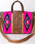 American Darling Briefcase Hand Tooled Saddle Blanket Genuine Leather Women Bag Western Handbag Purse