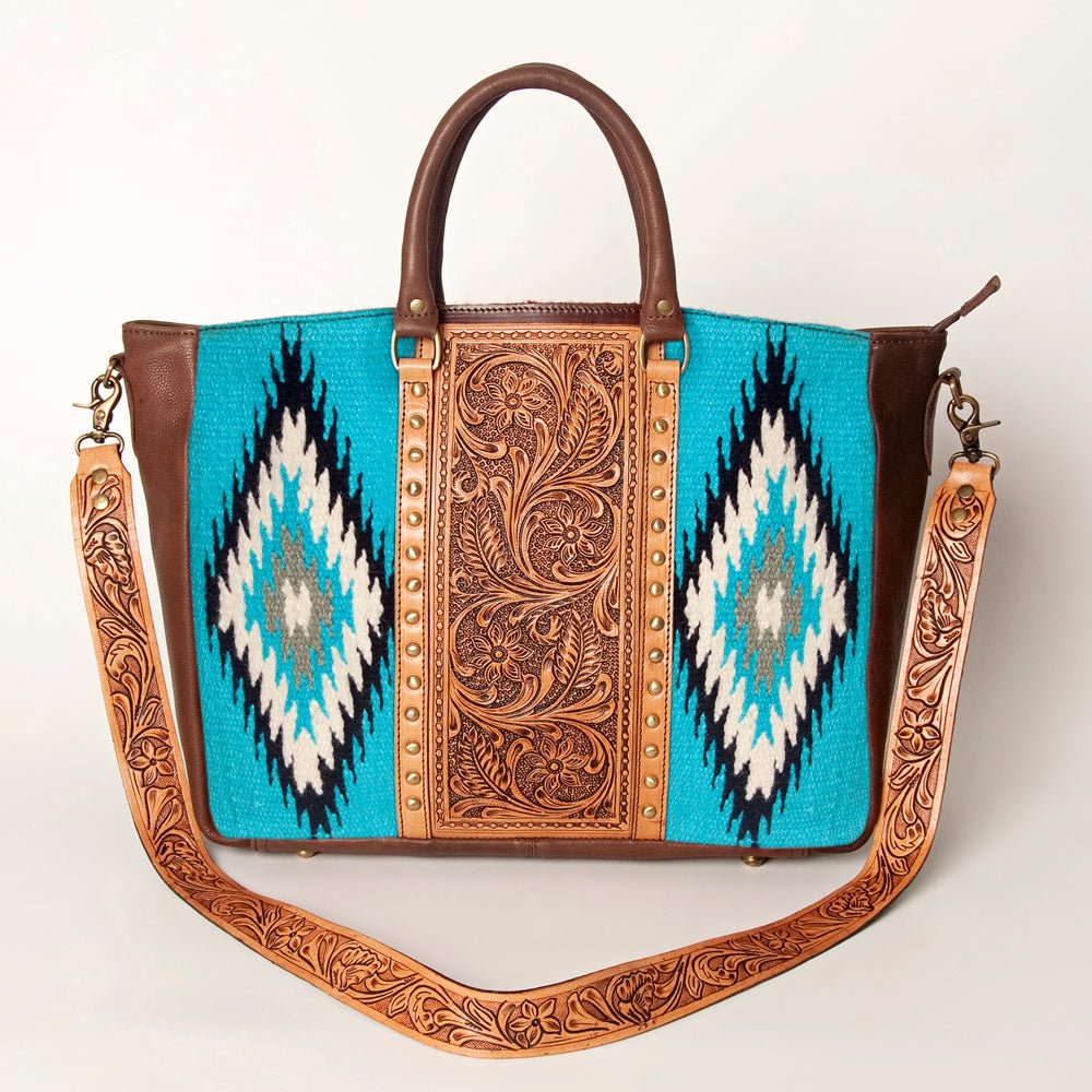 American Darling Briefcase Hand Tooled Saddle Blanket Genuine Leather Women Bag Western Handbag Purse