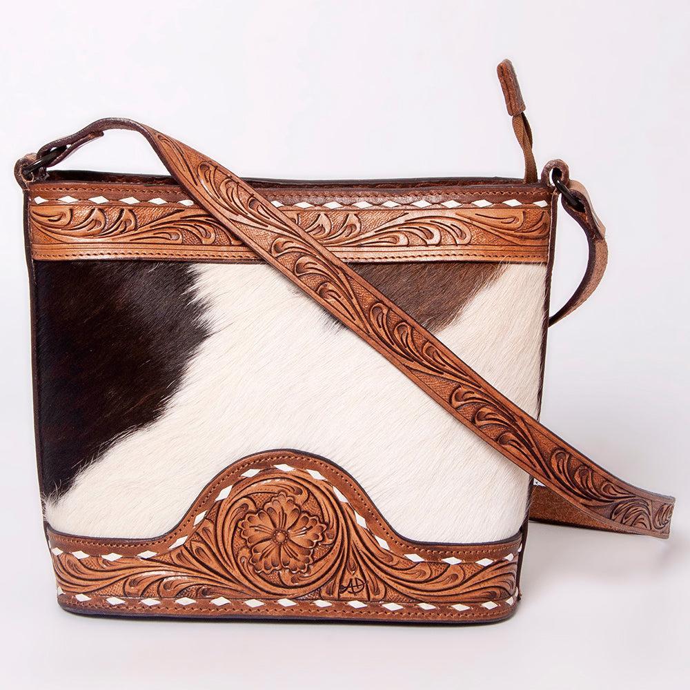 American Darling ADBGZ451 Tote Hand Tooled Hair-On Genuine Leather Women Bag Western Handbag Purse