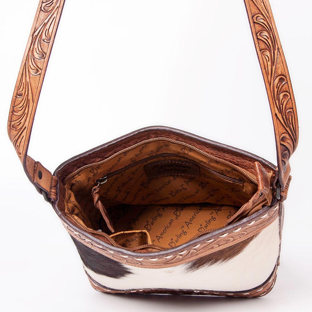 American Darling ADBGZ451 Tote Hand Tooled Hair-On Genuine Leather Women Bag Western Handbag Purse