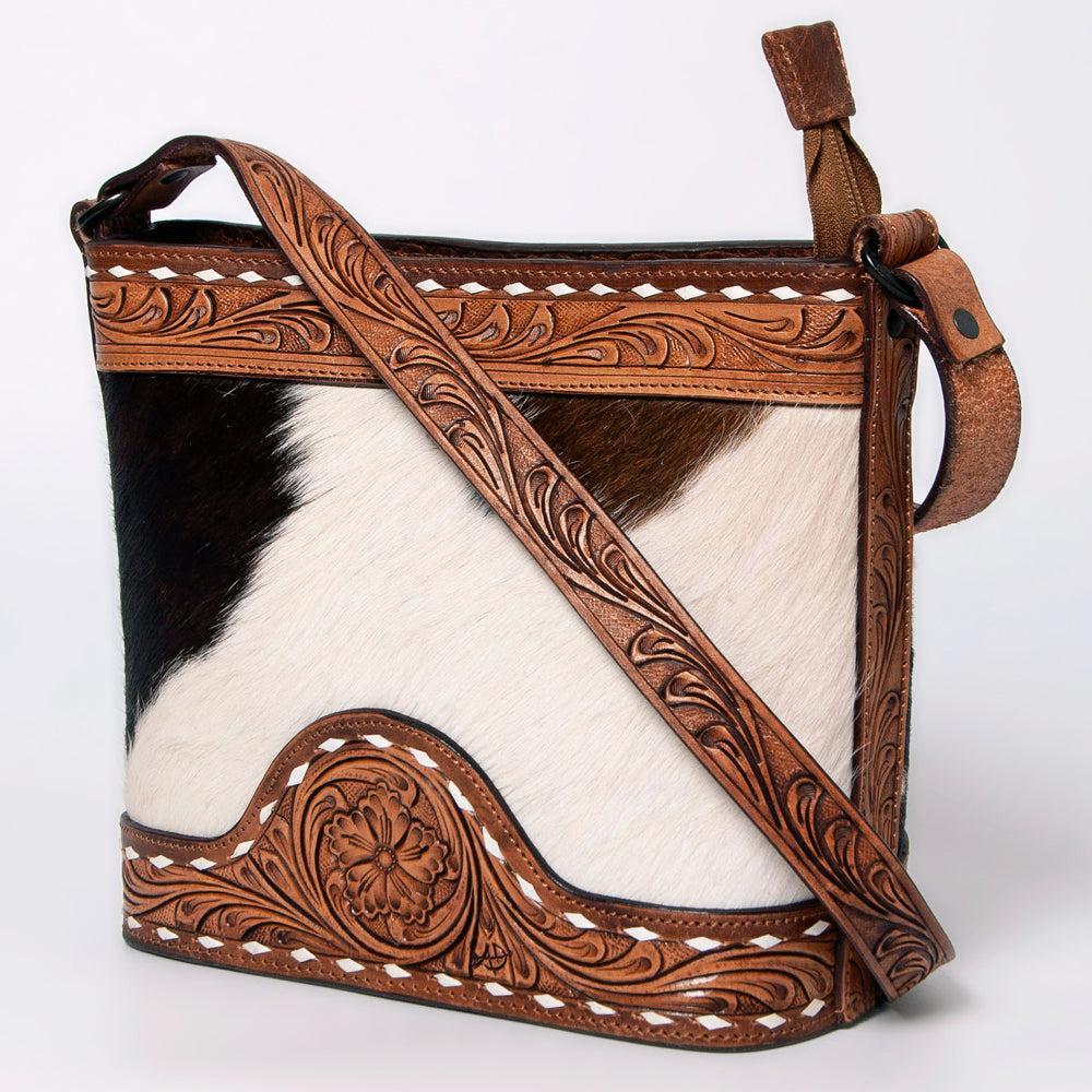 American Darling ADBGZ451 Tote Hand Tooled Hair-On Genuine Leather Women Bag Western Handbag Purse