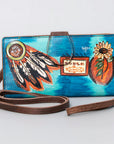 American Darling Wristlet Bag, Hand-Painted Genuine Leather, Western Vegetable Tanned Full Grain Leather Wallet Bag