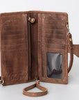 American Darling Wristlet Bag, Hand-Painted Genuine Leather, Western Vegetable Tanned Full Grain Leather Wallet Bag