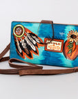 American Darling Wristlet Bag, Hand-Painted Genuine Leather, Western Vegetable Tanned Full Grain Leather Wallet Bag