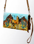 American Darling Organiser Hair-On Hand Tooled Genuine Leather Women Bag Western Handbag Purse