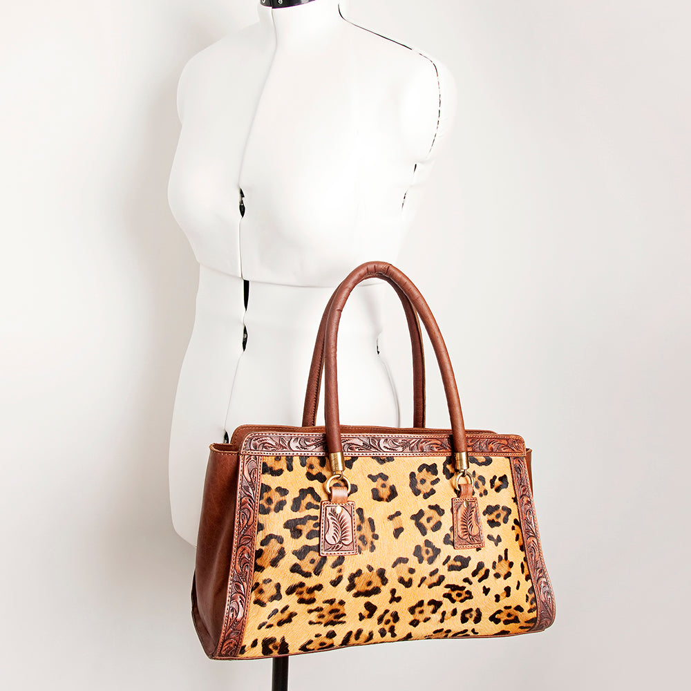 American Darling ADBGI174A Tote Hand Tooled Hair On Genuine Leather women bag western handbag purse