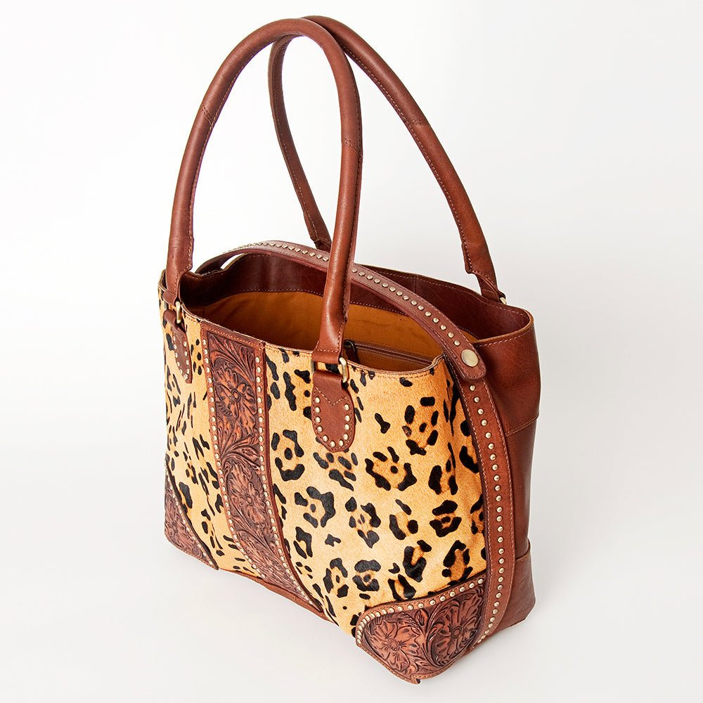 American Darling Tote Hand Tooled Hair On Genuine Leather Women Bag Western Handbag Purse