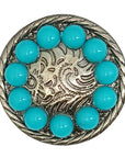 Western Screw Back Concho Round / Rope engraved Nickle Cowgirl Hilason
