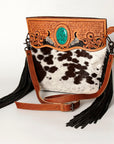American Darling Clutch Hand Tooled Saddle Blanket Fabric Genuine Leather Western Women Bag Handbag Purse | Purses for Cute