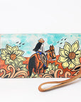 American Darling Organiser Hair-On Hand Tooled Genuine Leather Women Bag Western Handbag Purse