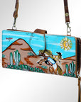 American Darling Wristlet Bag, Hand-Painted Genuine Leather, Western Vegetable Tanned Full Grain Leather Wallet Bag