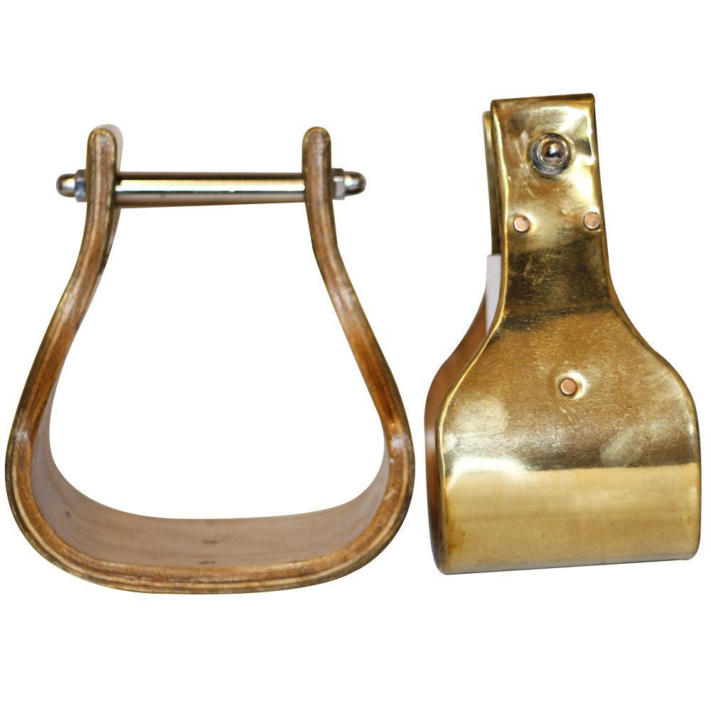 Bar H Equine Western Horse Heavy-Duty Wooden brass Stirrups