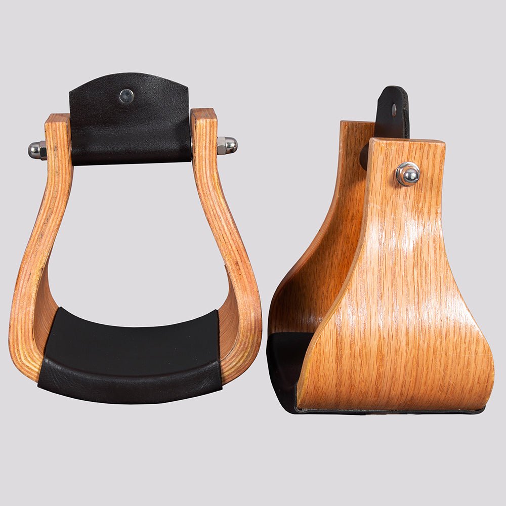 Bar H Equine Western Horse Heavy-Duty Genuine Leather Wooden Stirrups