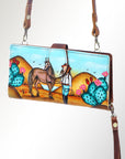 American Darling Wristlet Bag, Hand-Painted Genuine Leather, Western Vegetable Tanned Full Grain Leather Wallet Bag