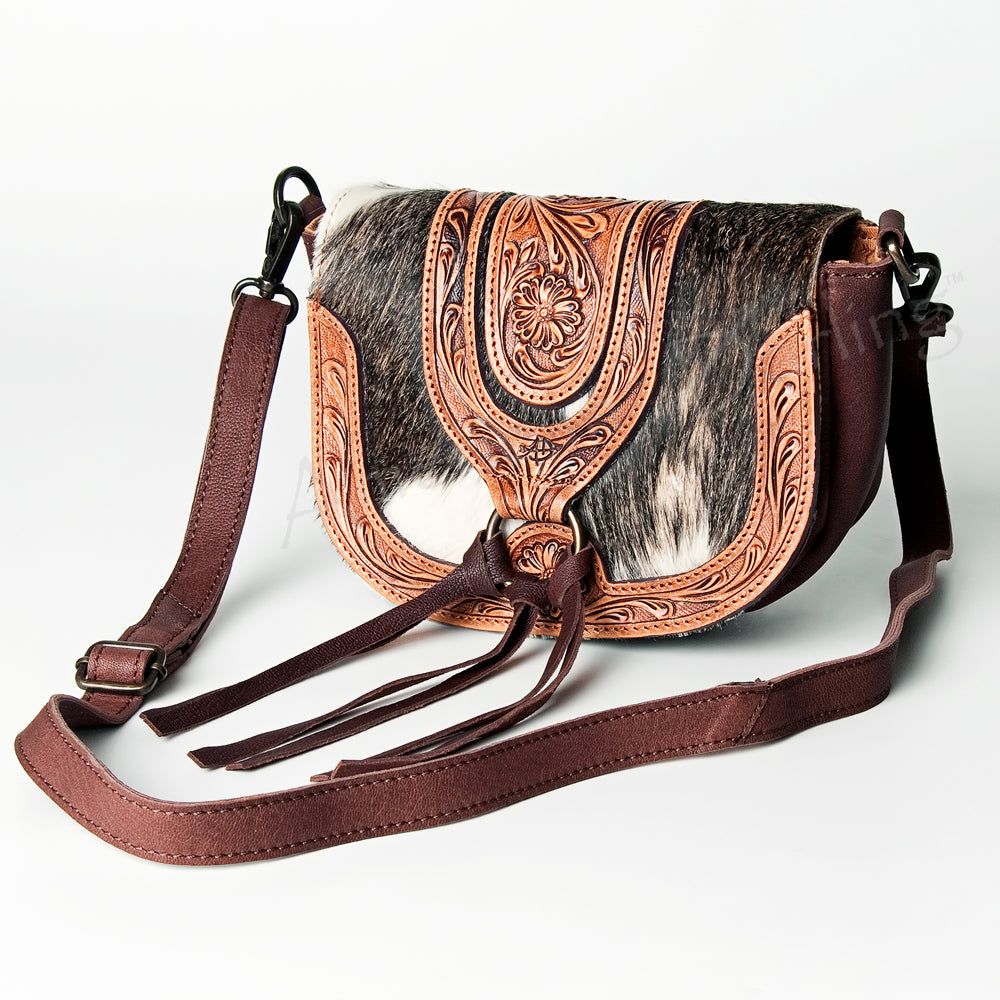 American Darling ADBGZ390A Cross Body Hand Tooled Hair On Genuine Leather women bag western handbag purse