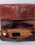 Genuine Leather Handcrafted Tooled Wallet And Western Style Wristlet Bag For Women