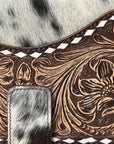American Darling ADBGZ397A Wallet Hand Tooled Hair On Genuine Leather women bag western handbag purse