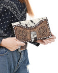 American Darling ADBGZ397A Wallet Hand Tooled Hair On Genuine Leather women bag western handbag purse
