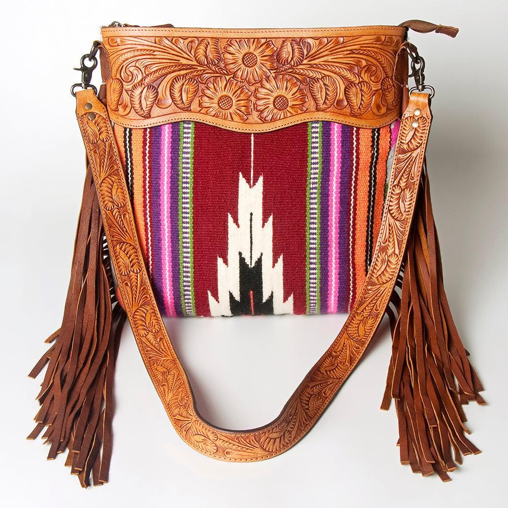 American Darling ADBGZ421A Signature Crossbody Hand Tooled Saddle Blanket Genuine Leather women bag western handbag purse