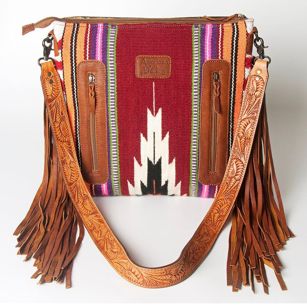 American Darling ADBGZ421A Signature Crossbody Hand Tooled Saddle Blanket Genuine Leather women bag western handbag purse