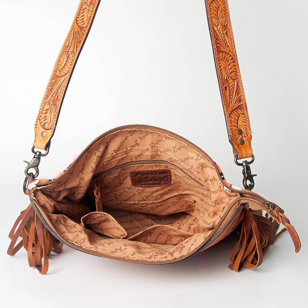 American Darling ADBGZ421A Signature Crossbody Hand Tooled Saddle Blanket Genuine Leather women bag western handbag purse