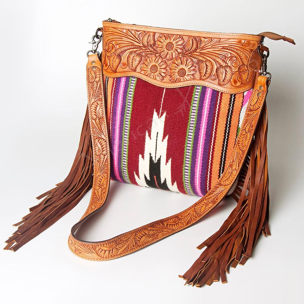 American Darling ADBGZ421A Signature Crossbody Hand Tooled Saddle Blanket Genuine Leather women bag western handbag purse